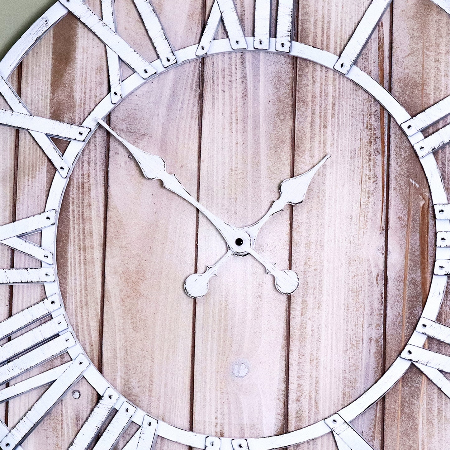 Industrial White Metal And Wood Wall Clock