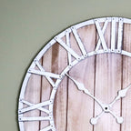 Industrial White Metal And Wood Wall Clock