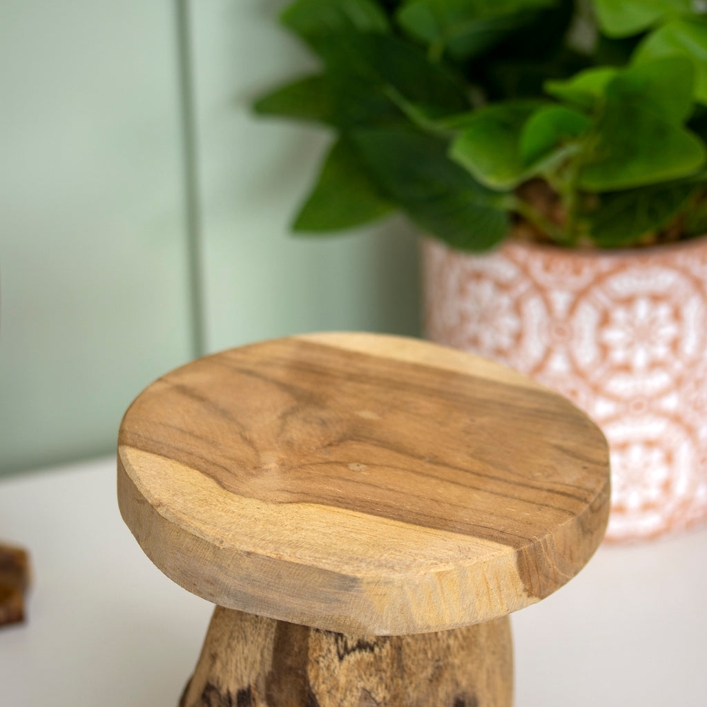 Teak Wood Mushroom Plant Pot Stand