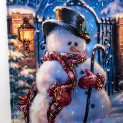 Light Up Snowman With Cane Fabric Wall Hanger