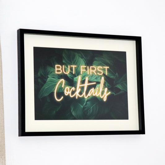 Tropical But First Cocktails Neon Wall Art