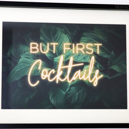 Tropical But First Cocktails Neon Wall Art