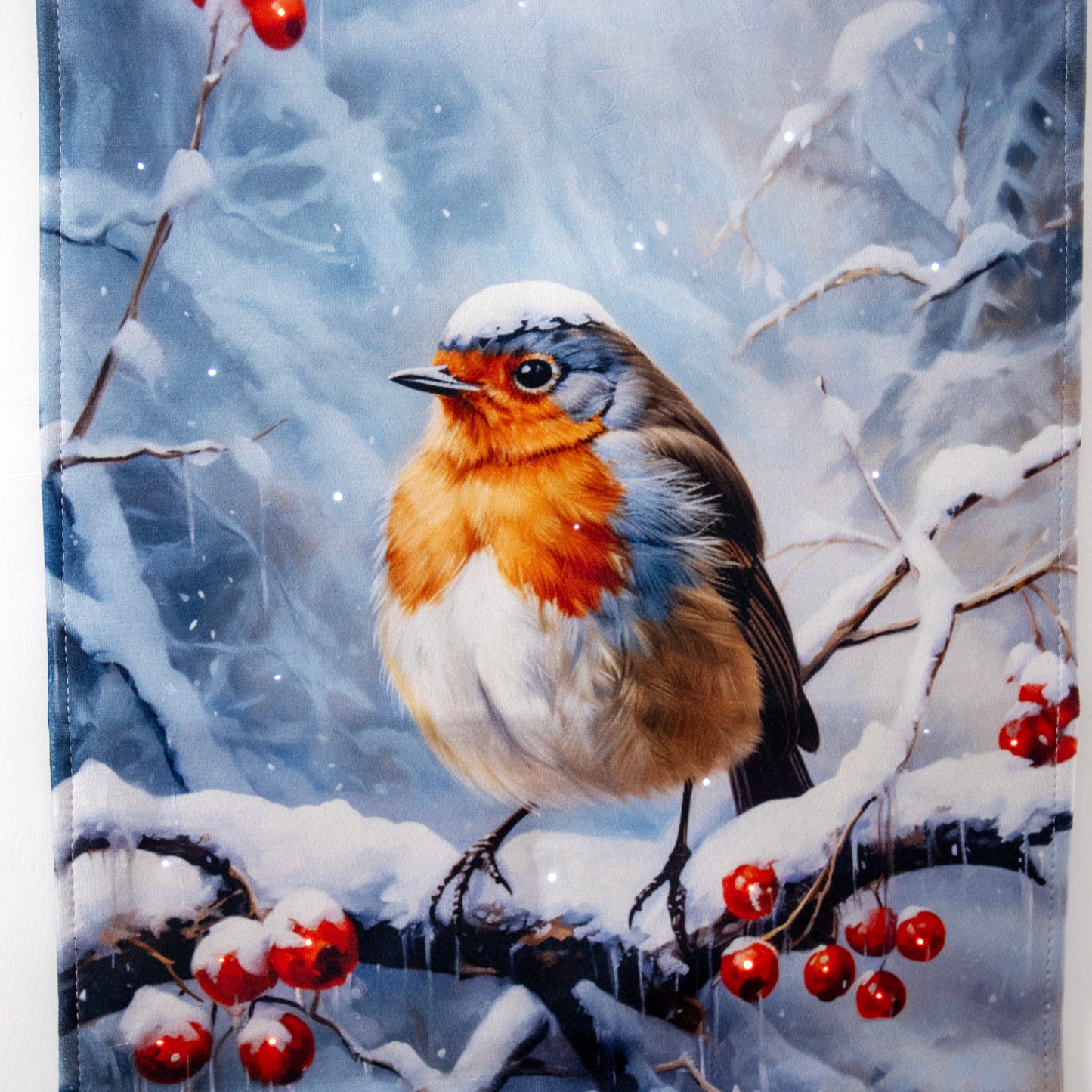 Light Up Winter Robin Fabric Wall Hanger