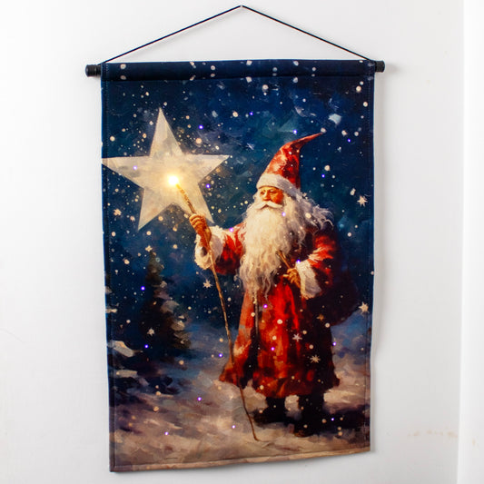 Light Up St Nicholas With Star Fabric Wall Hanger