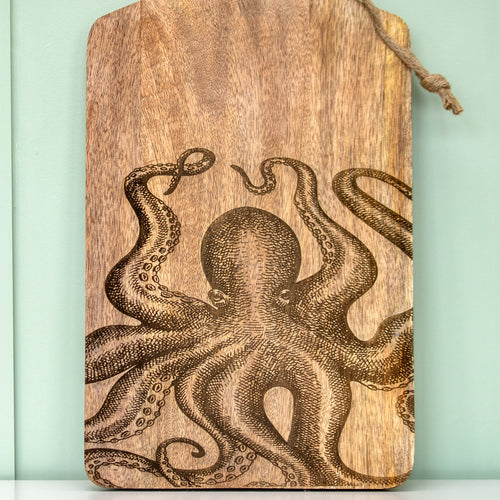 Großes geätztes Oktopus-Schneidebrett