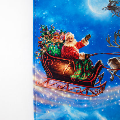 Light Up Santas Sleigh Fabric Wall Hanger