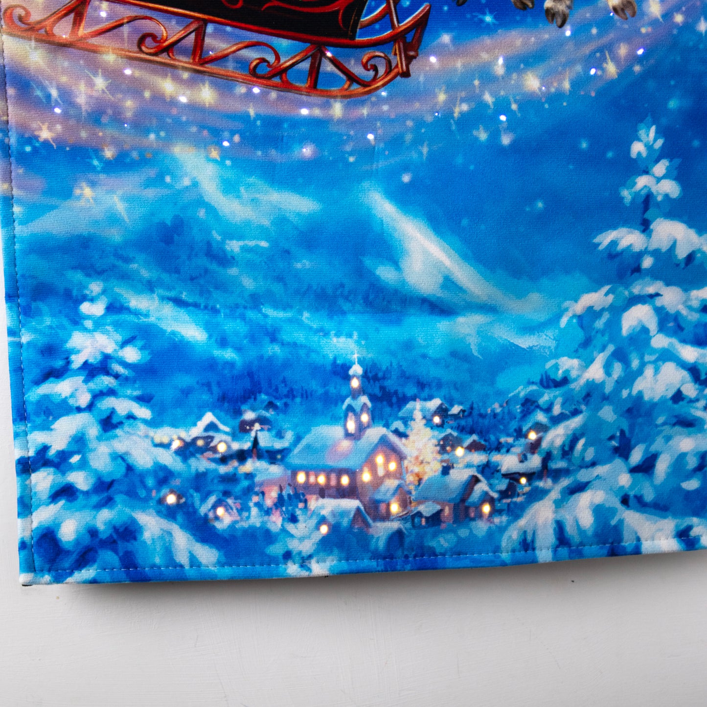 Light Up Santas Sleigh Fabric Wall Hanger