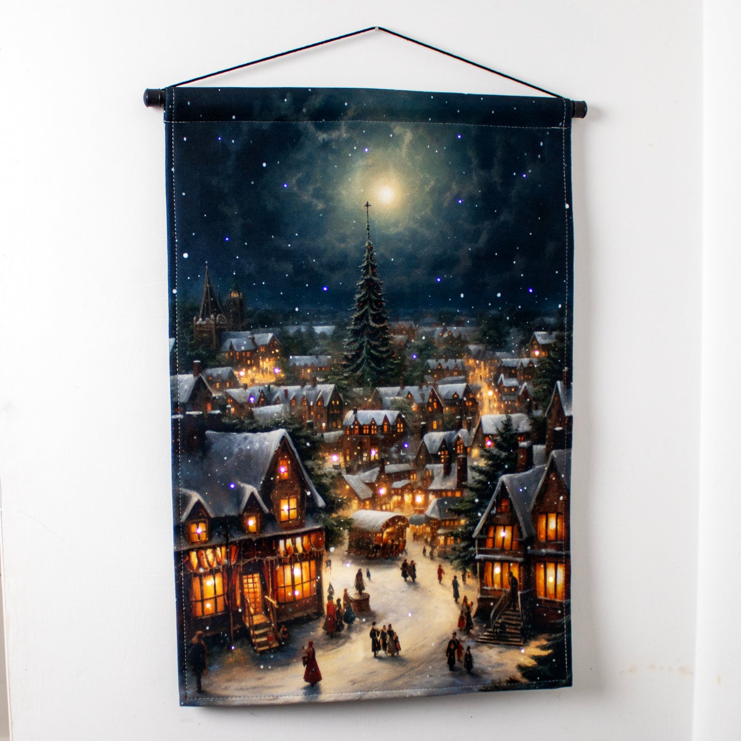 Light Up Victorian Village Fabric Wall Hanger