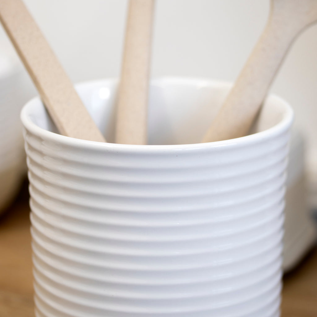 Rustic Ribbed Love Heart Utensil Jar