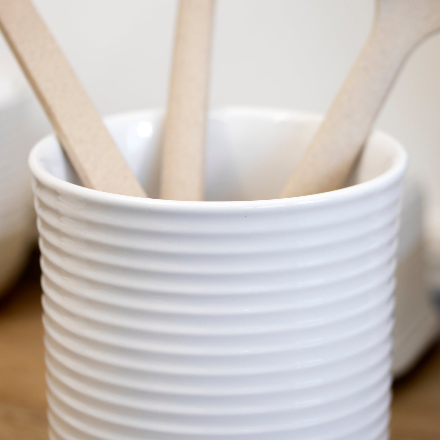 Rustic Ribbed Love Heart Utensil Jar