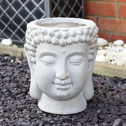 Concrete Effect Buddha Head Planter