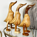 Set mit 3 Entenskulpturen aus Teakholz