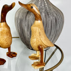 Set mit 3 Entenskulpturen aus Teakholz
