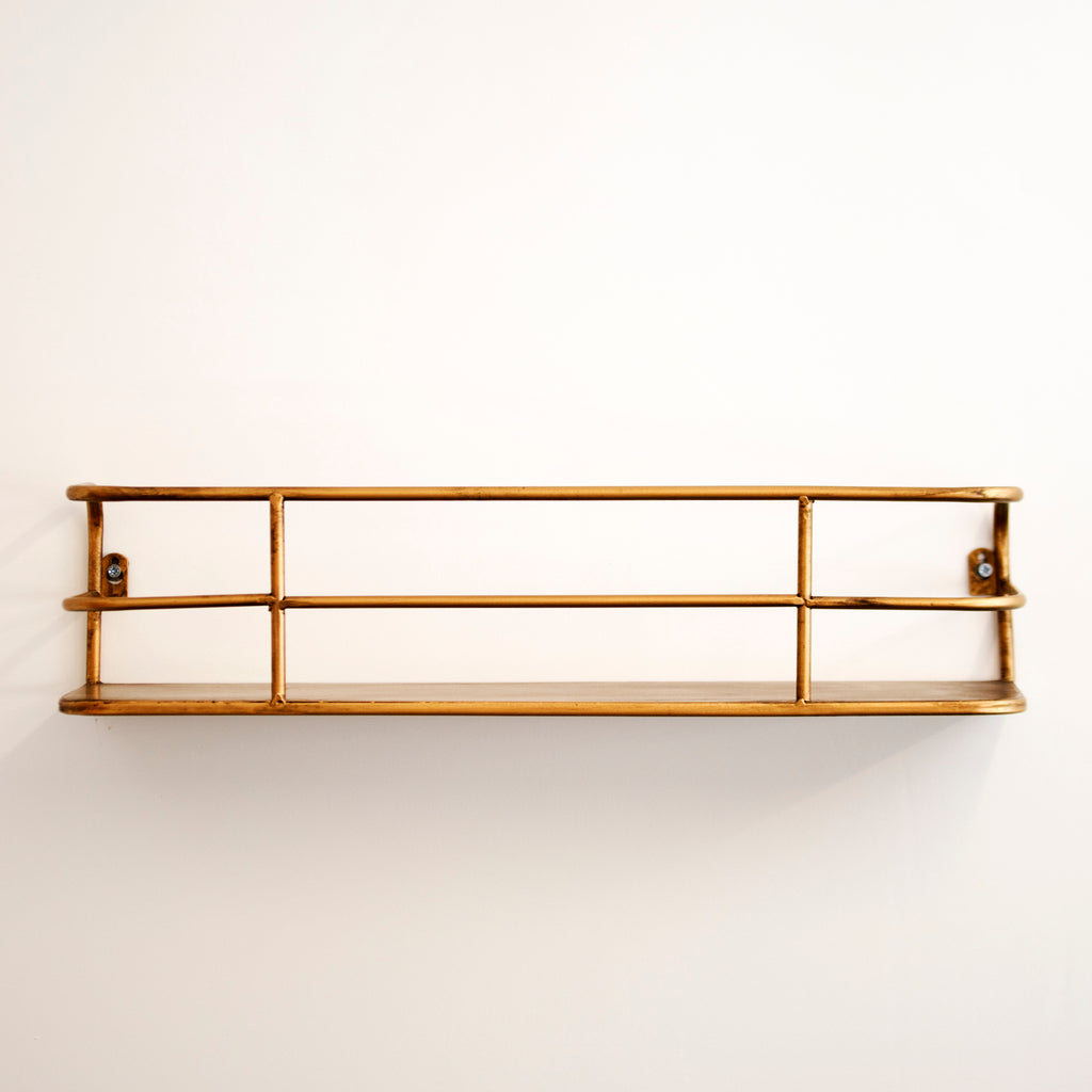 Industrial Gold Metal Wall Shelf