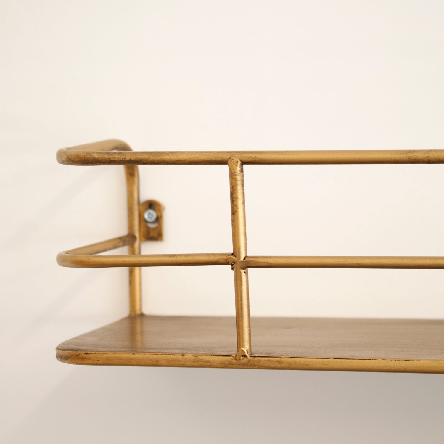 Industrial Gold Metal Wall Shelf