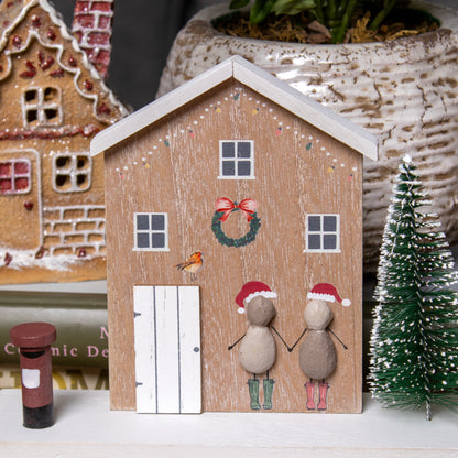 Wonderful Time Of The Year Christmas Pebble House Scene