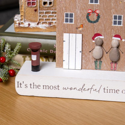 Wonderful Time Of The Year Christmas Pebble House Scene