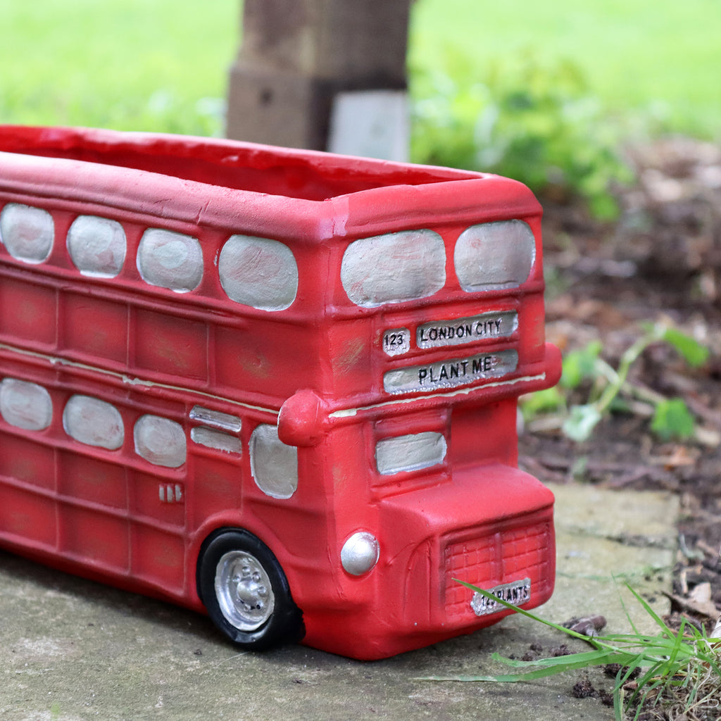 Resin Red London Bus Planter