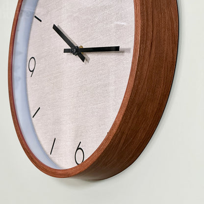Beige Fabric And Wood Look Wall Clock