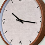 Beige Fabric And Wood Look Wall Clock