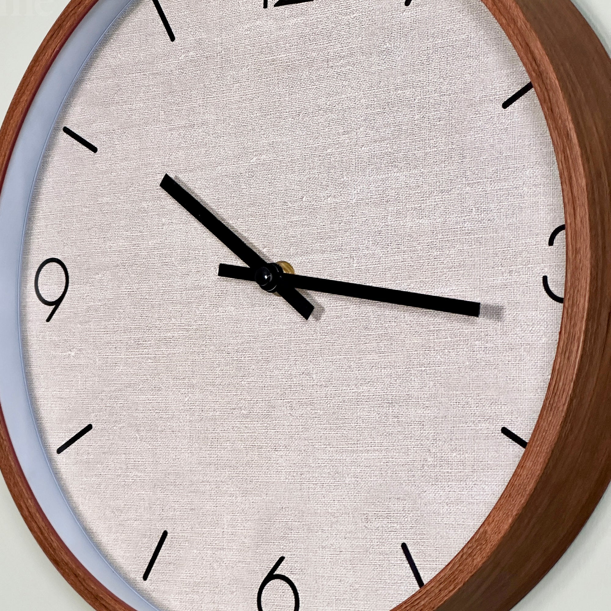 Beige Fabric And Wood Look Wall Clock