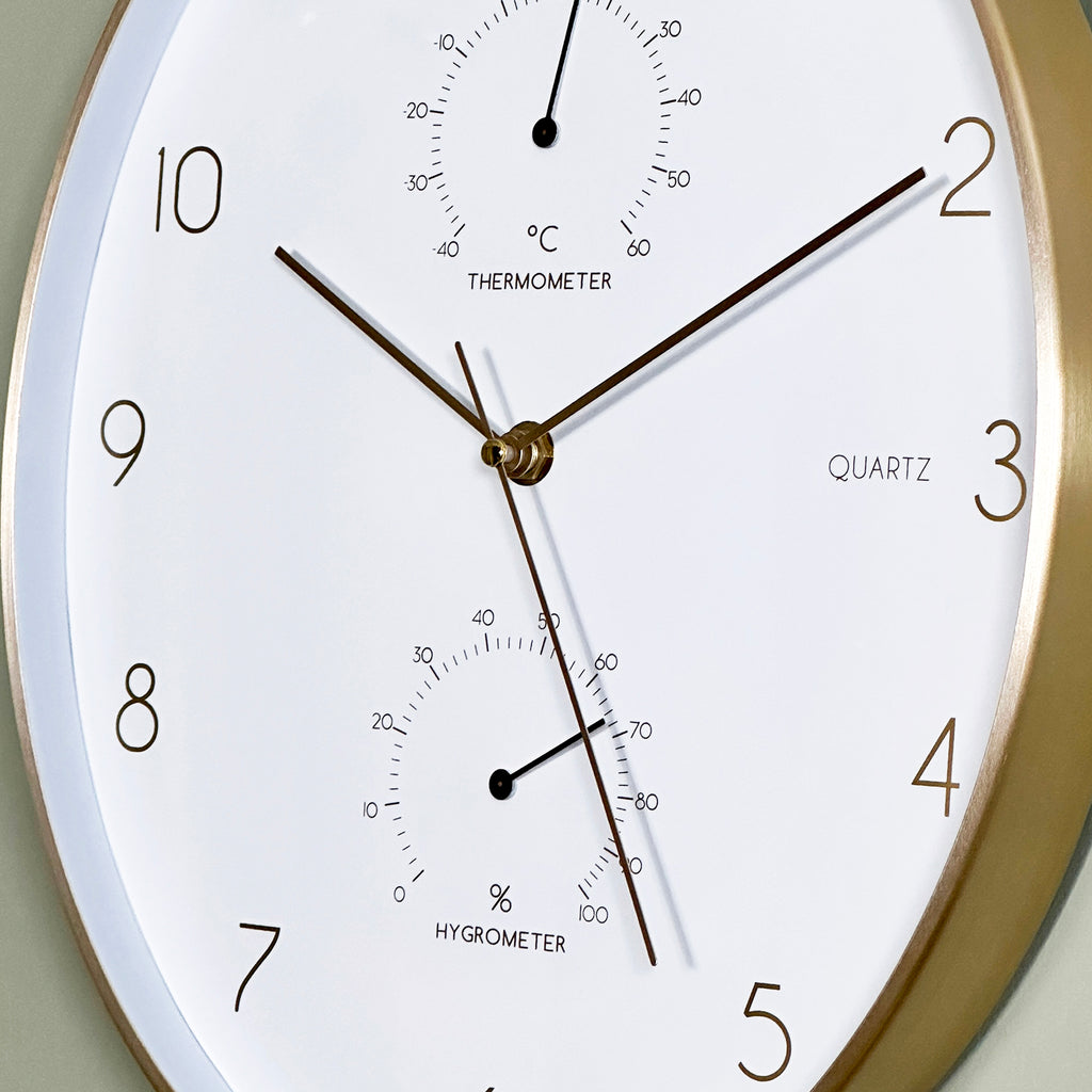 White And Gold Oval Wall Clock