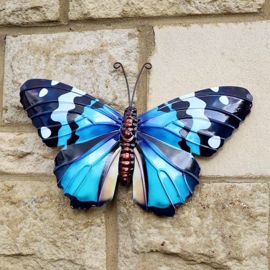 Metal Blue Butterfly Wall Art