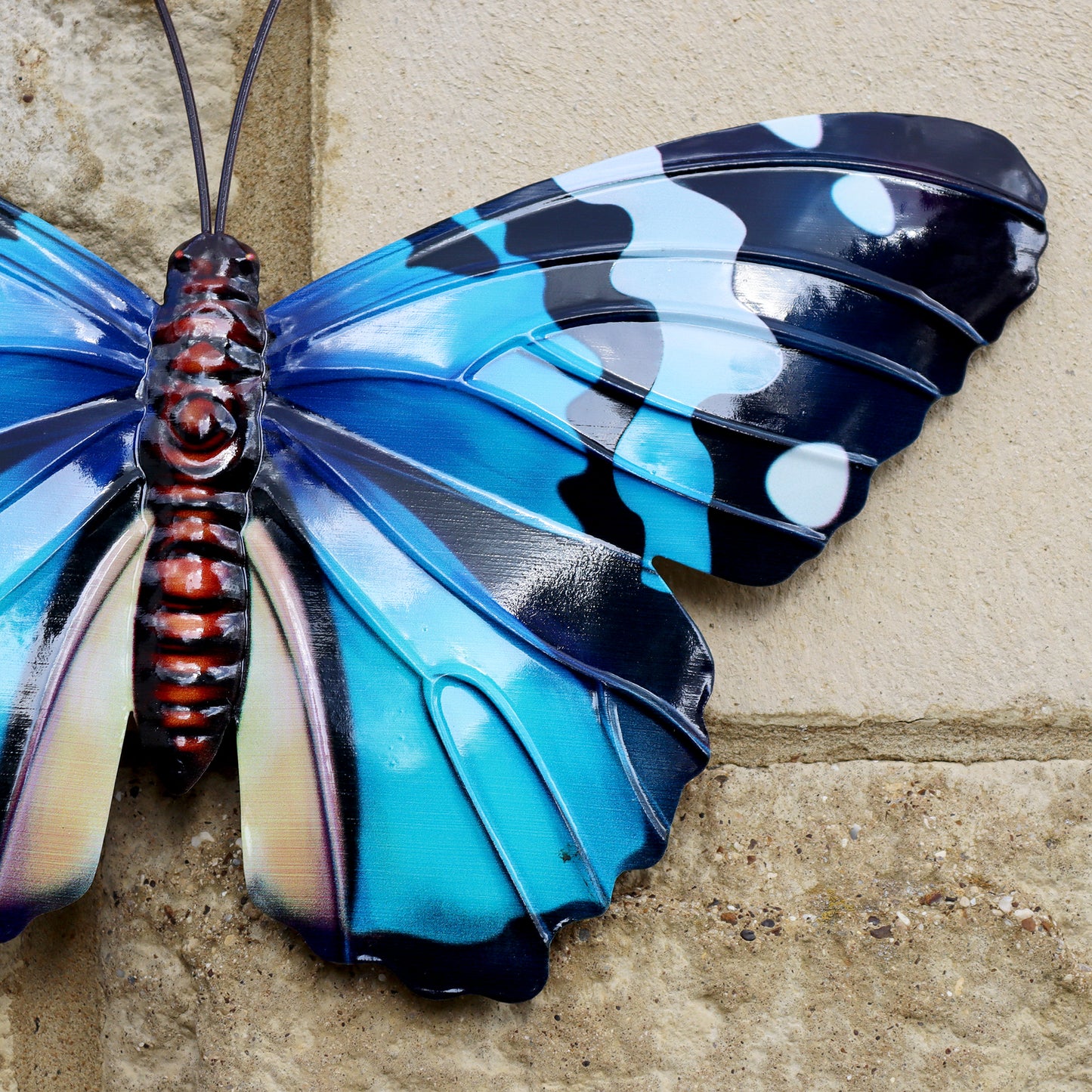 Metal Blue Butterfly Wall Art