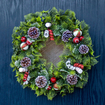 Red And White Bauble Christmas Wreath