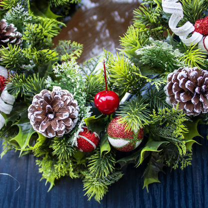 Red And White Bauble Christmas Wreath