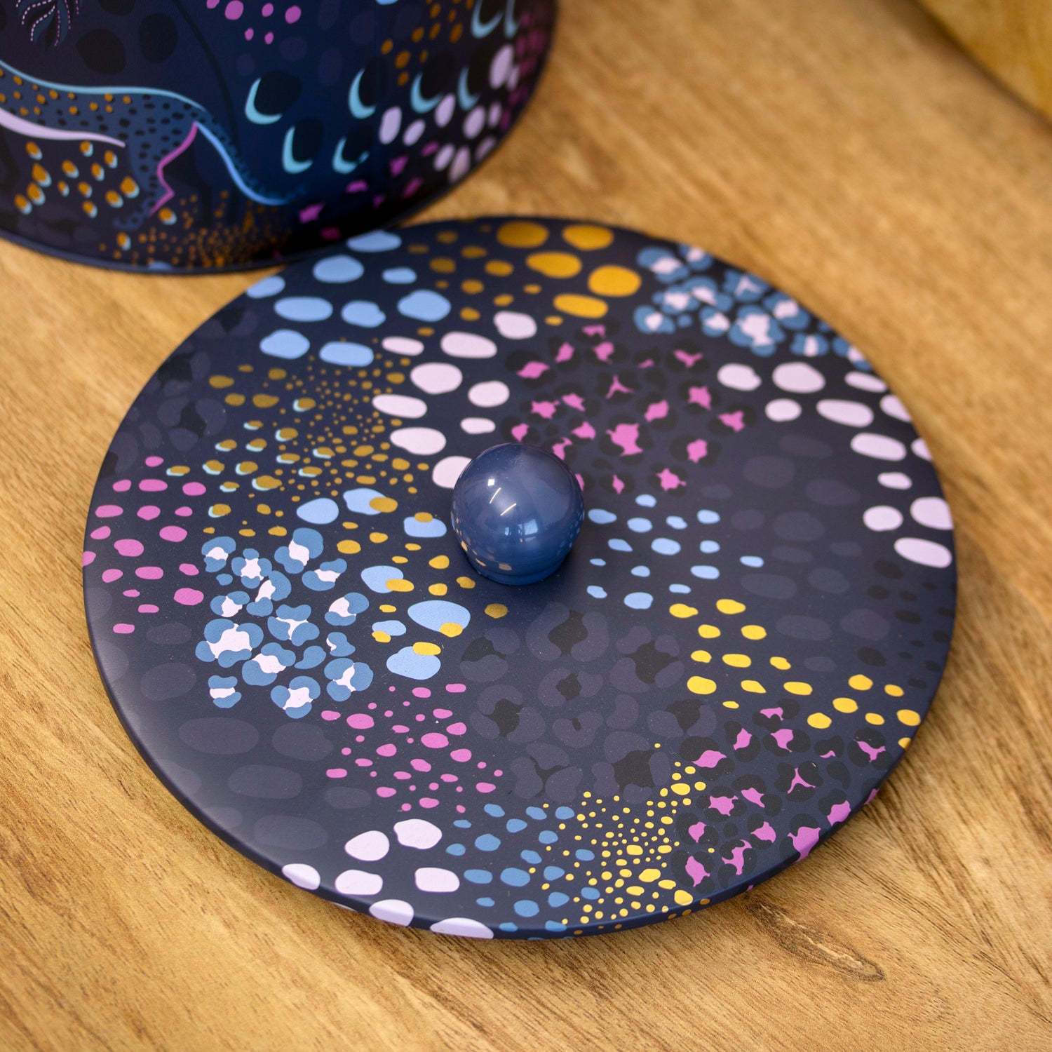 Midnight Blue Leopard Storage Tin