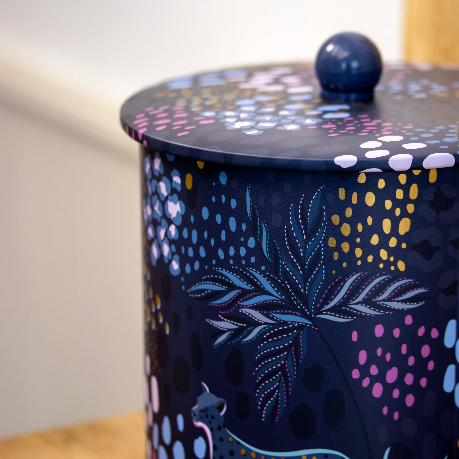 Midnight Blue Leopard Storage Tin