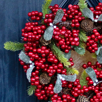 Red Berry And Leaf Heart Christmas Wreath