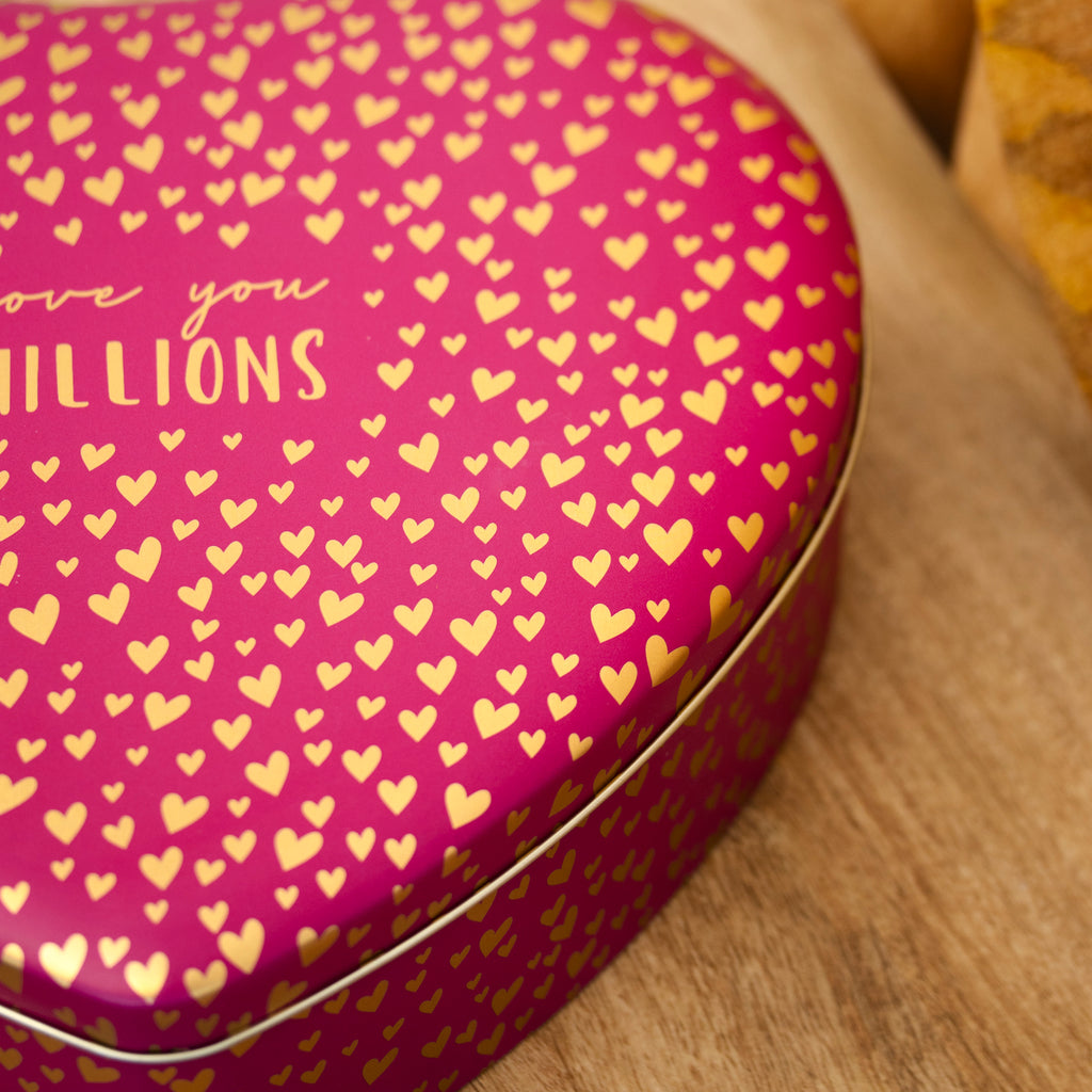 Fuschia Pink Love Heart Love You Millions Storage Tin