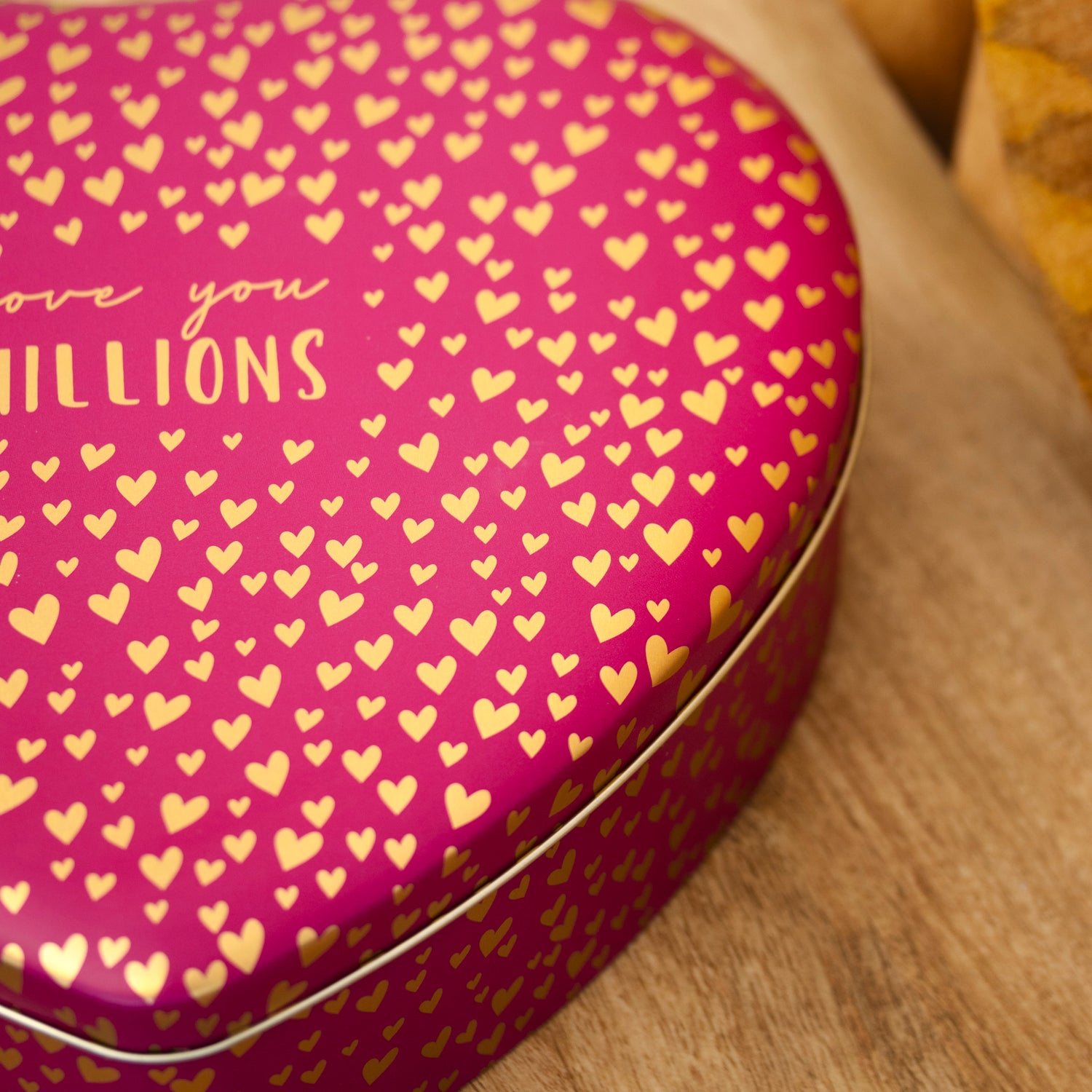 Fuschia Pink Love Heart Love You Millions Storage Tin