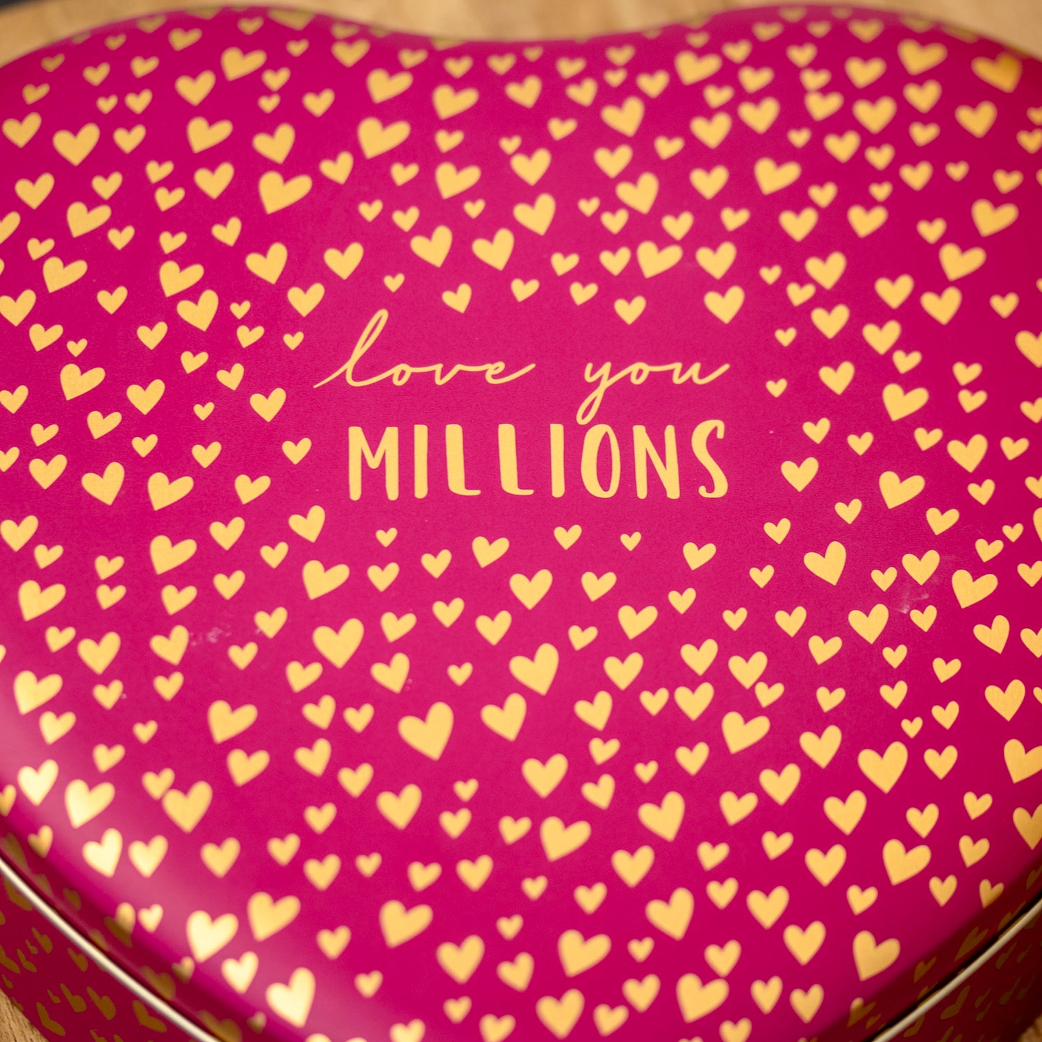 Fuschia Pink Love Heart Love You Millions Storage Tin