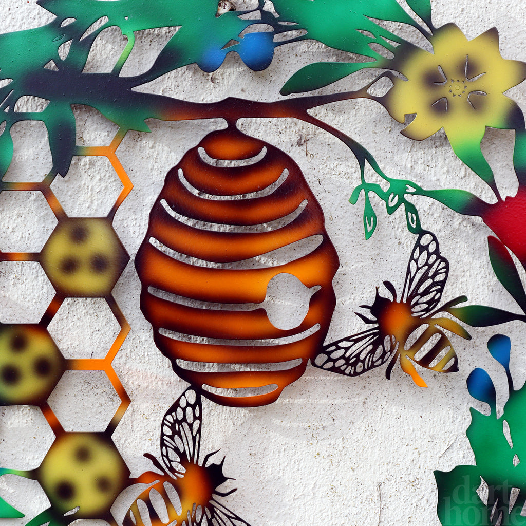 Colourful Floral Bee Hive Wall Art