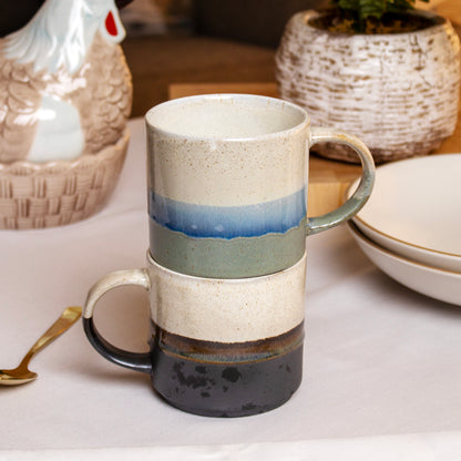 Set Of 2 Reactive Glaze Stripes Mugs