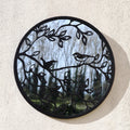 Birds On Branches Mirrored Garden Wall Art