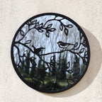 Birds On Branches Mirrored Garden Wall Art