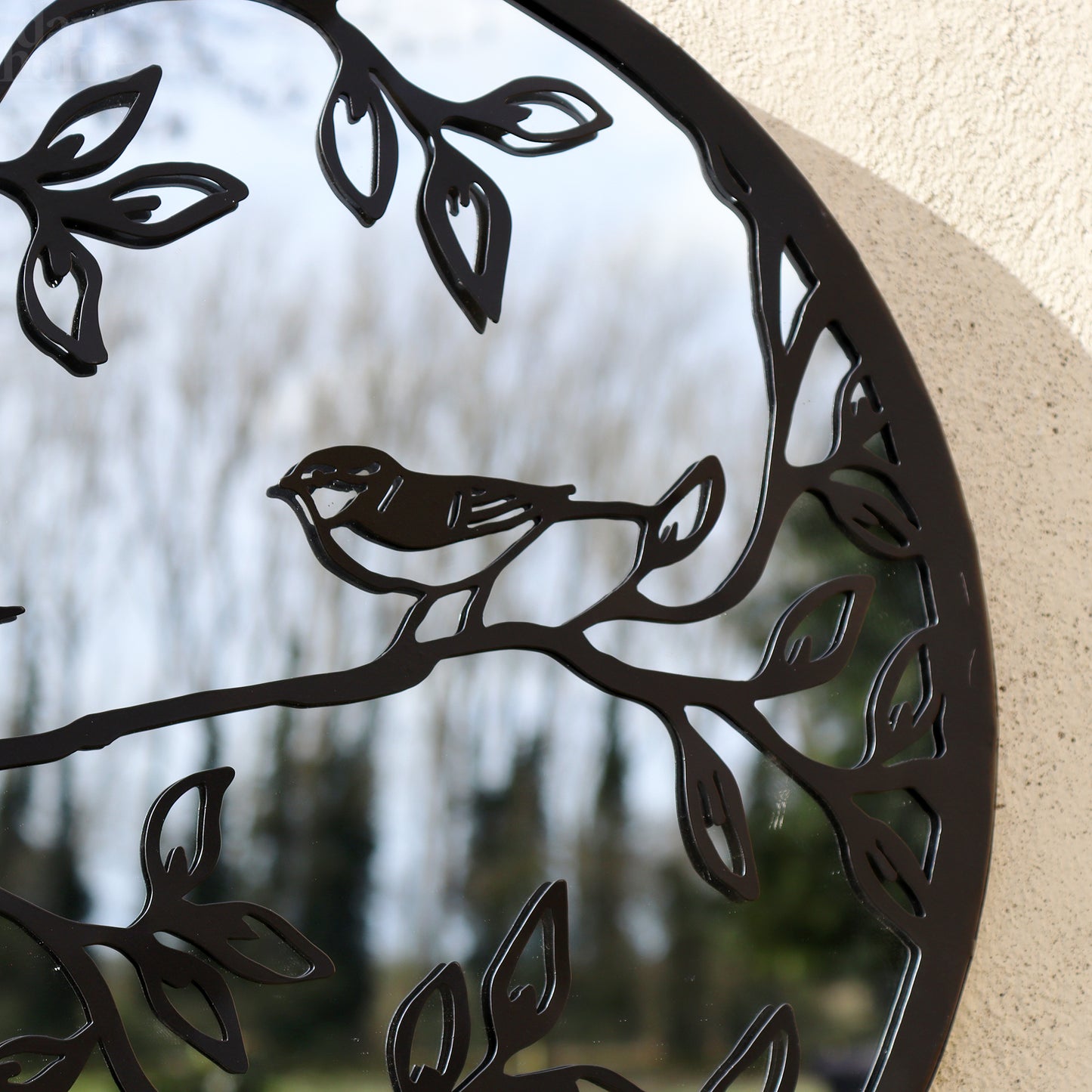 Birds On Branches Mirrored Garden Wall Art