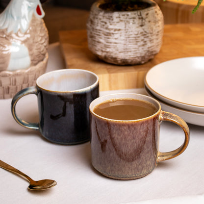 Set Of 2 Pink & Blue Reactive Glaze Mugs