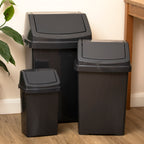 Midnight Black Plastic Swing Bin