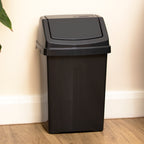 Midnight Black Plastic Swing Bin