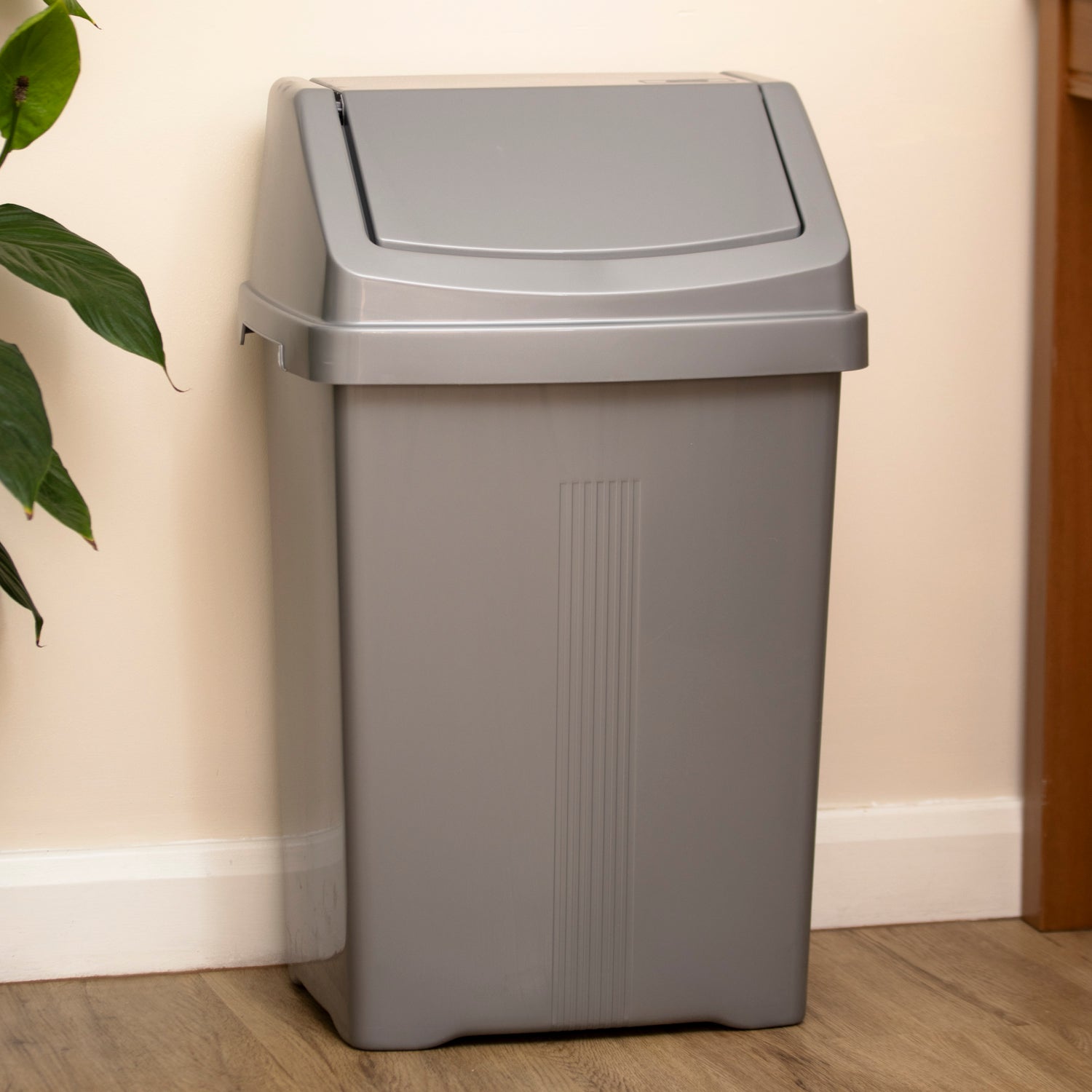 Silver Plastic Swing Bin