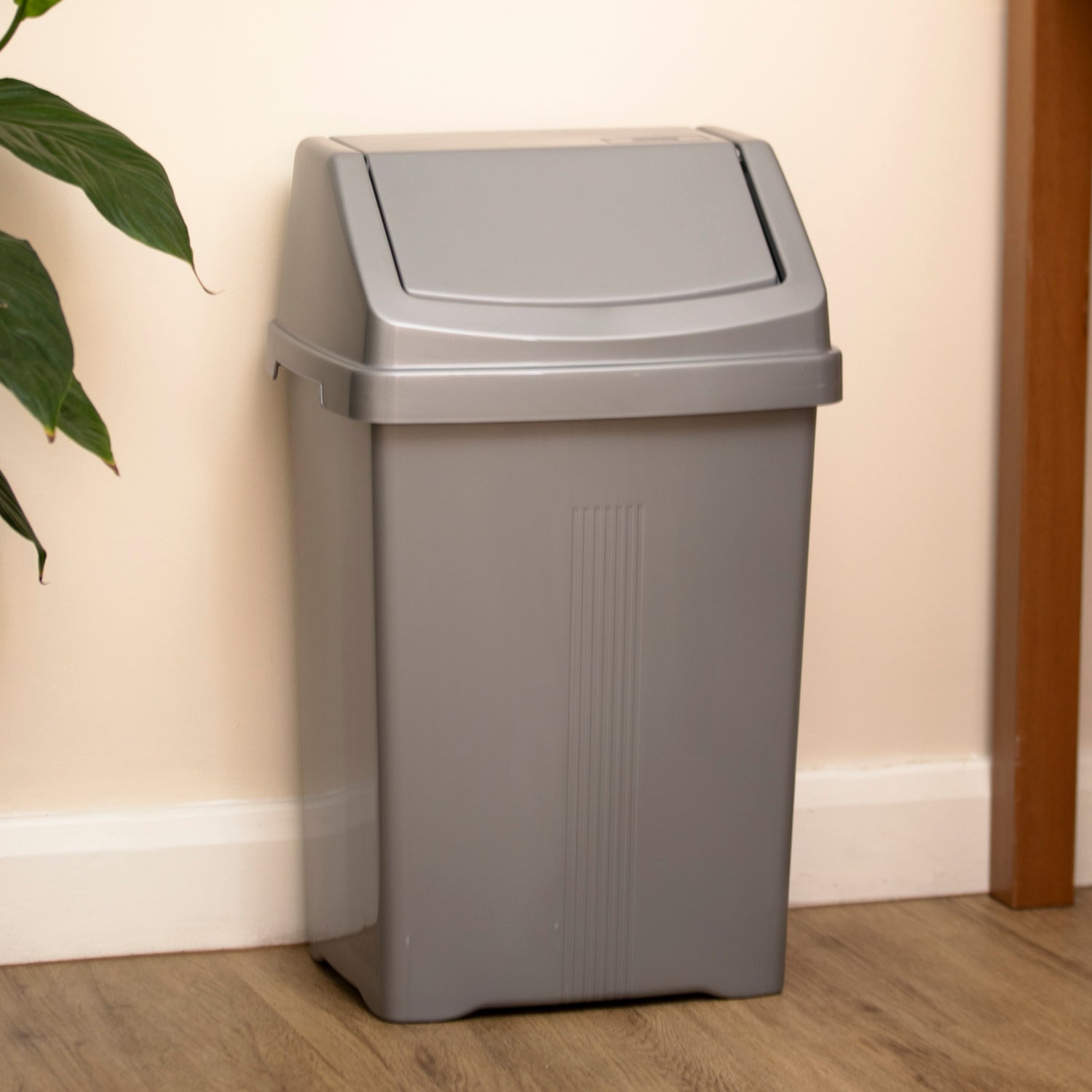 Silver Plastic Swing Bin