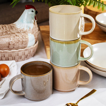 Set Of 4 Light Mix Reactive Glaze Mugs