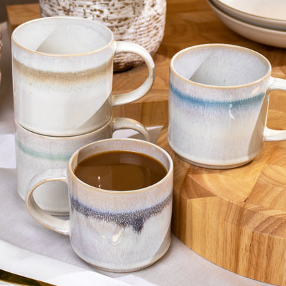 Set Of 4 Reactive Glaze Fade Mugs