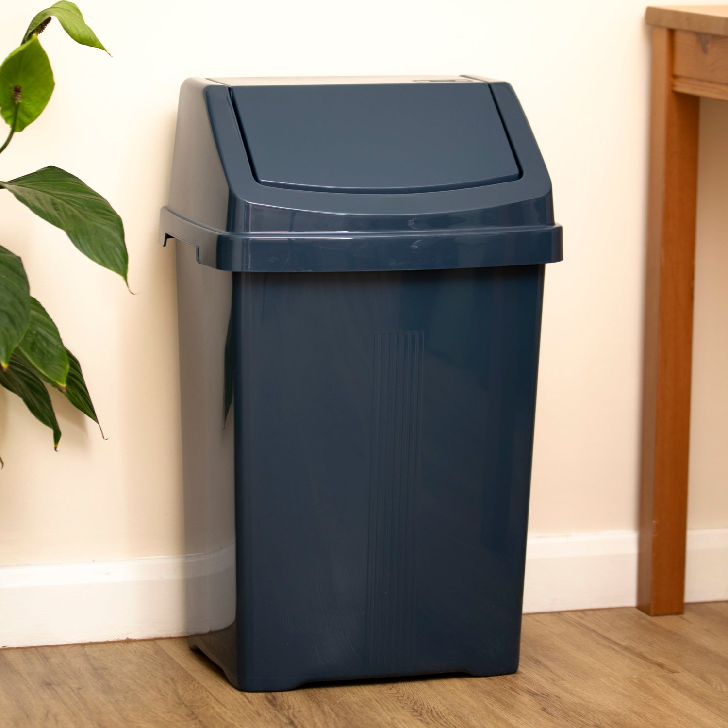 Navy Blue Plastic Swing Bin