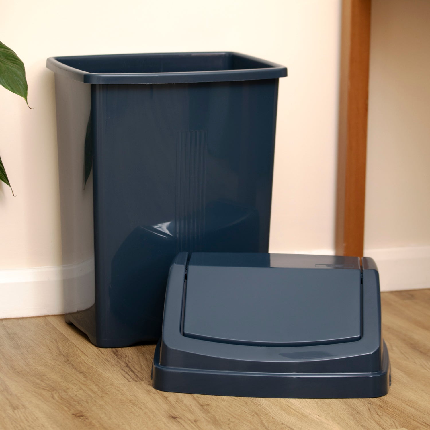 Navy Blue Plastic Swing Bin